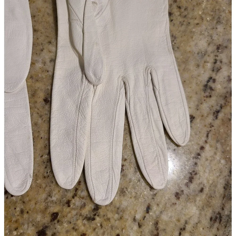 Vintage Size S White Kid Leather Formal 8.5